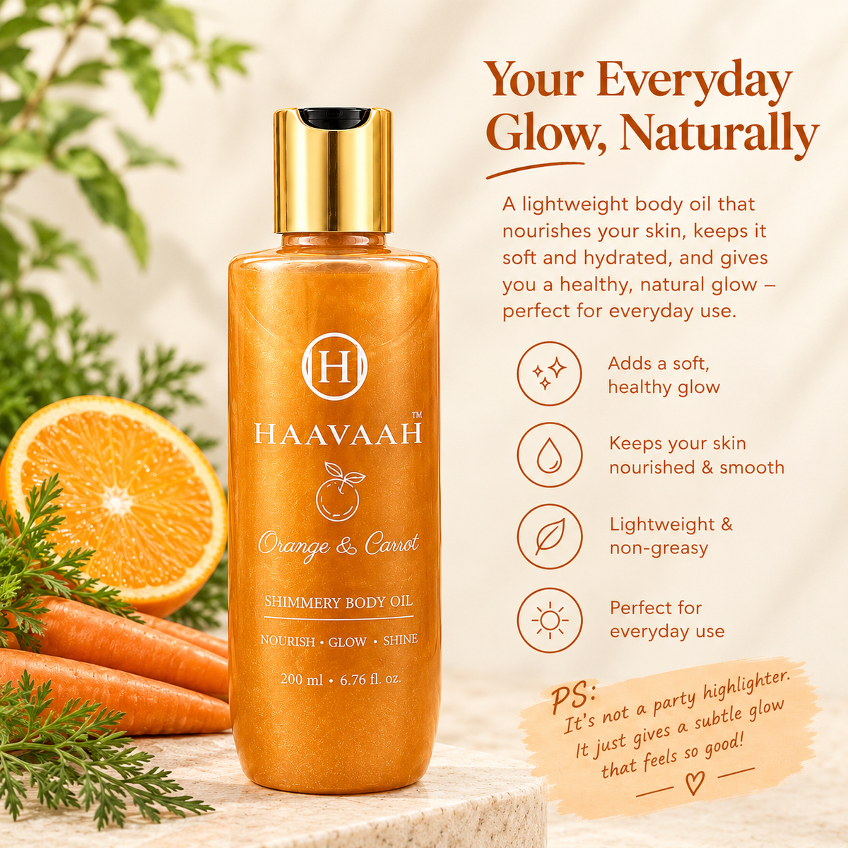 HAAVAAH Orange and Carrot After Shower Body Polishing Oil
