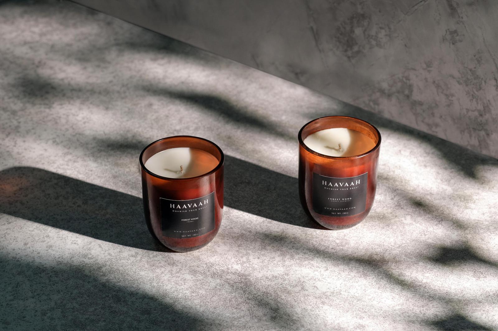 Scented Candles (22 Hours) (100% Soy Wax)- Handcrafted | Smoke-Free | Forest Wood- Oudh &amp; Woody Fragrance Candles for Home (Oudh + Honey Suckle Combo)